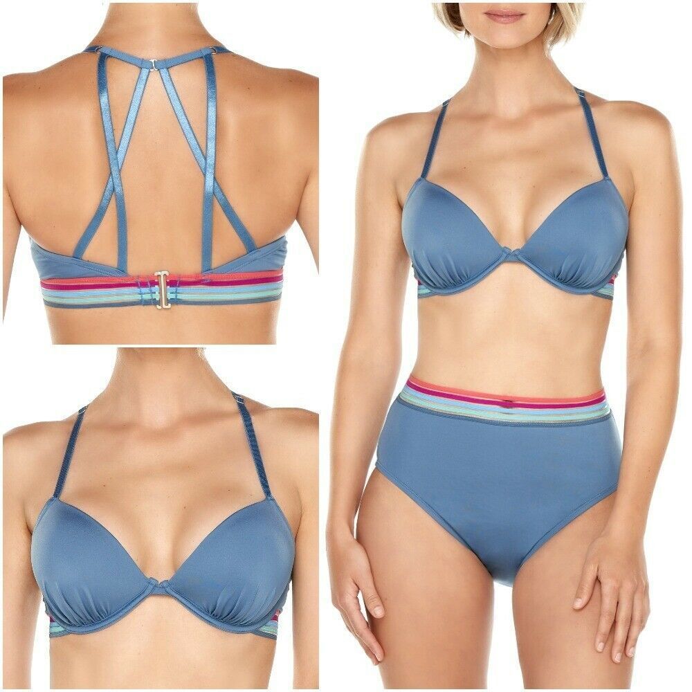 Time and Tru Swimsuit Top Bottom Strappy Back M 8
